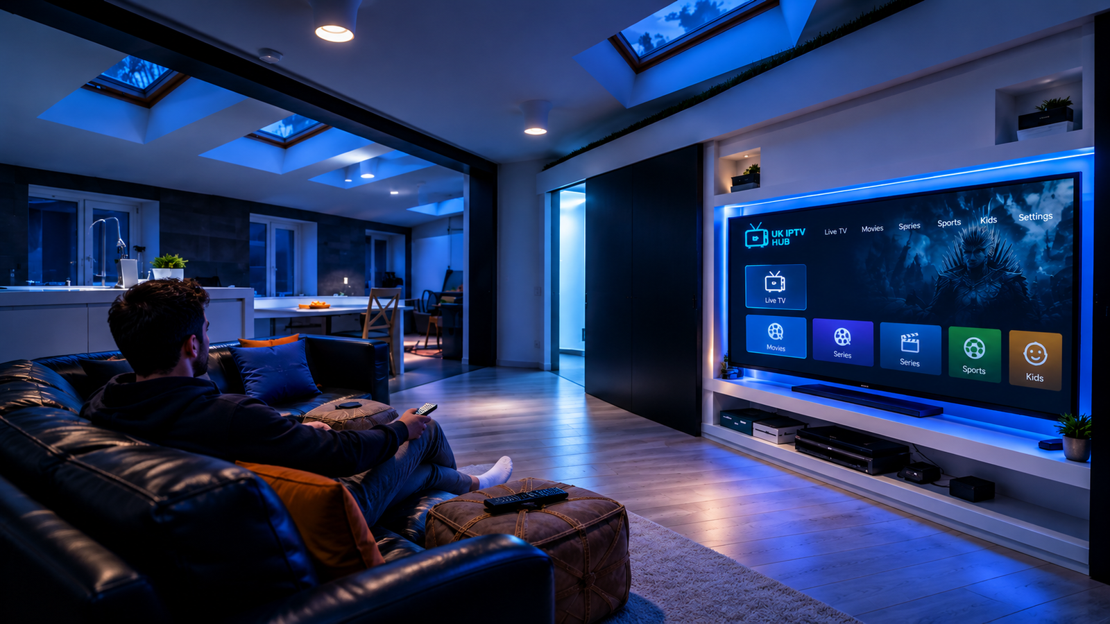 Television in a modern living room ready for streaming