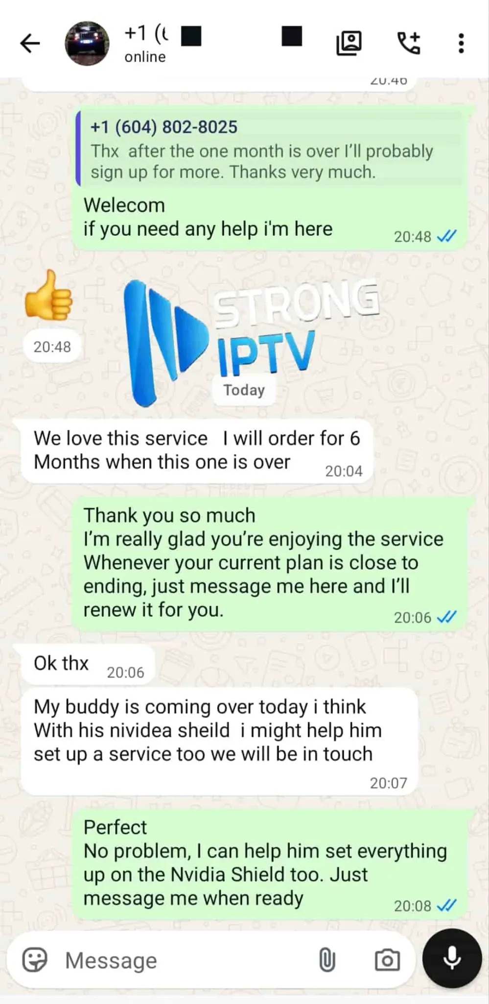 WhatsApp customer feedback conversation