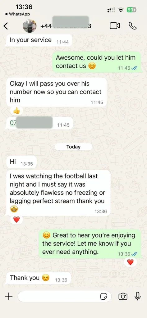 WhatsApp customer support conversation